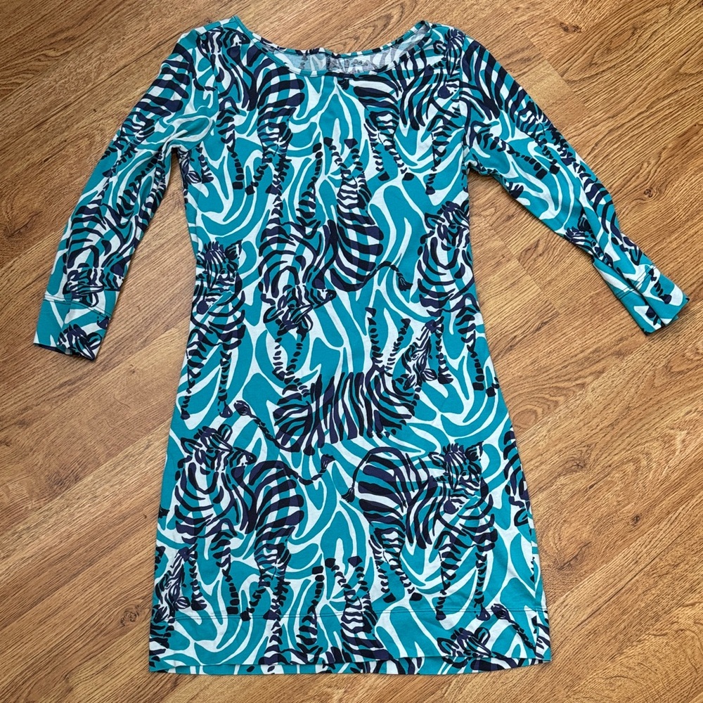 Lilly Pulitzer Teal and Gray Zebra Print Top